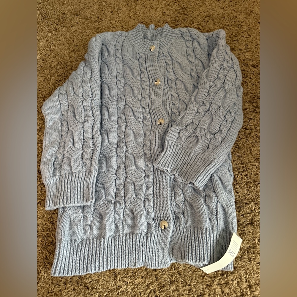 Cozy Blue Cable Knit Sweater